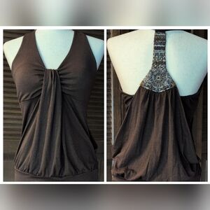IMAGINE Embellished Halter Tank Top